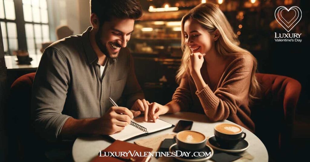 How To Plan a Second Date : Couple planning a second date in a cozy café | Luxury Valentine's Day