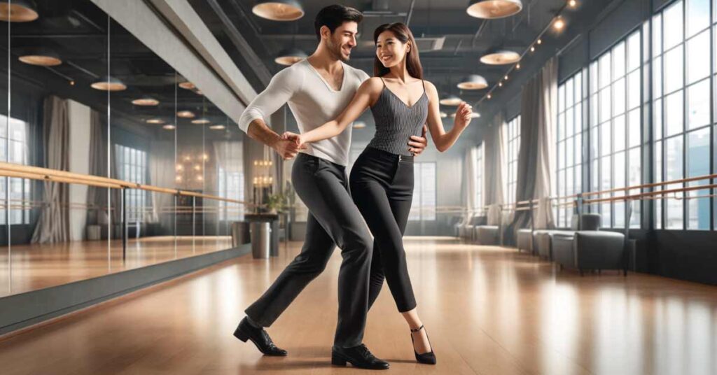 Unique Third Date Ideas : Couple taking private dance lessons in a dance studio | Luxury Valentine's Day