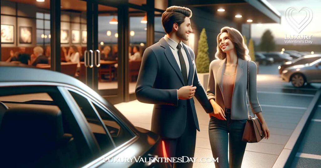 How-Should a Guy End a First Date : A couple standing outside a restaurant at the end of their first date. | Luxury Valentine's Day