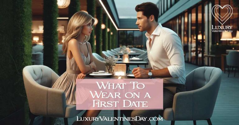 What To Wear on a First Date : Young couple at an upscale outdoor café on first date | Luxury Valentine's Day
