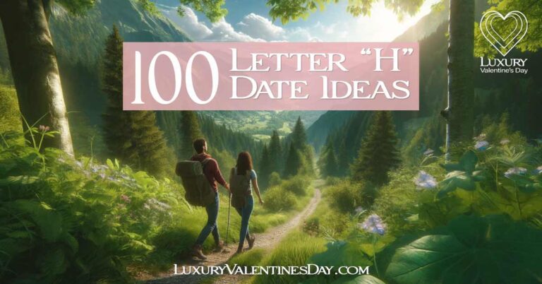 Alphabet Date Ideas Beginning with Letter H : Couple enjoying a scenic hiking adventure on a beautiful trail | Luxury Valentine's Day