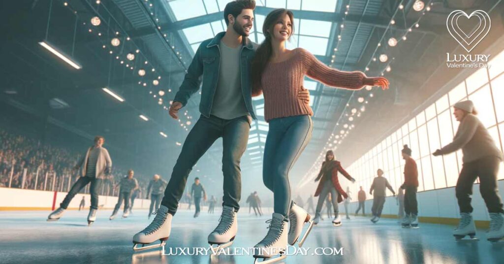 Alphabet Date Ideas Beginning with Letter I : Couple enjoying an ice skating adventure at a local rink | Luxury Valentine's Day