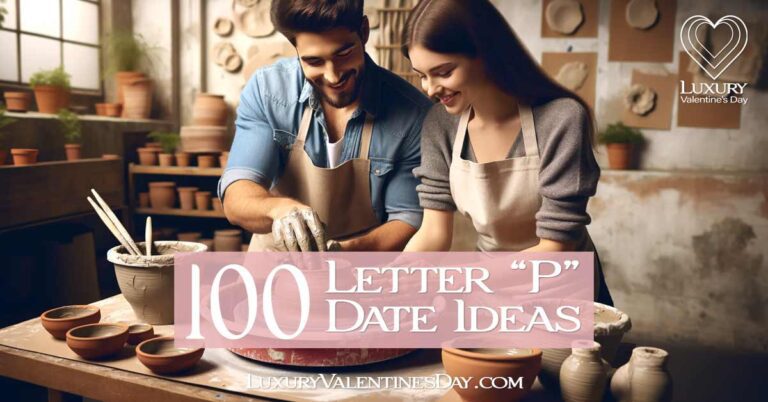 Alphabet Date Ideas Beginning with Letter P : Couple taking a pottery class and creating art together | Luxury Valentine's Day