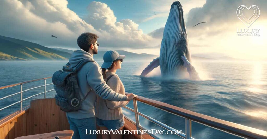 Alphabet Date Ideas Beginning with Letter W : Couple on a whale watching tour | Luxury Valentine's Day