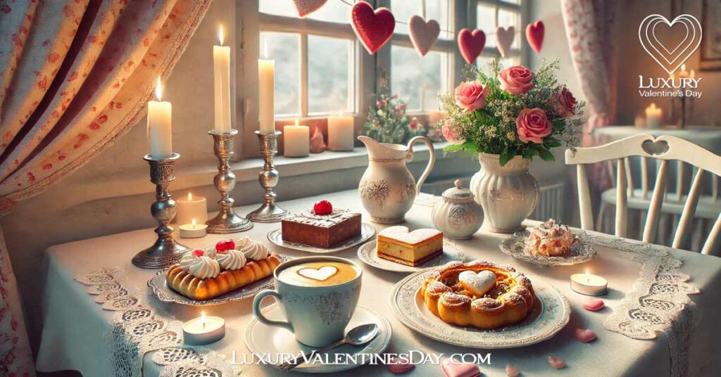 Austrian Valentines Day Food : Romantic Austrian café setting for Valentine's Day with traditional pastries. | Luxury Valentine's Day