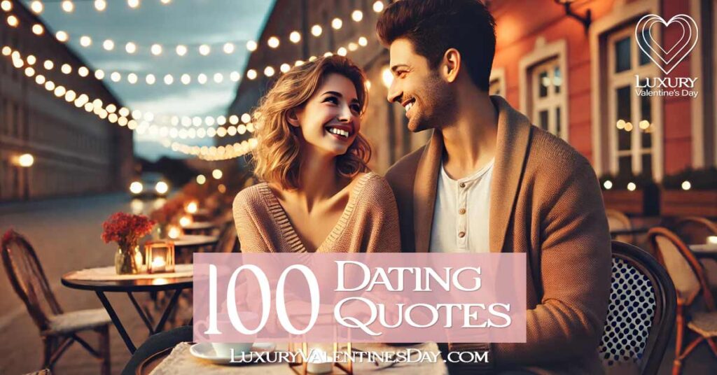 Dating Quotes : Romantic couple sharing a laugh at an outdoor cafe | Luxury Valentine's Day
