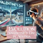 Evolution of Valentine's Day in Austria : Couple using virtual reality headsets to explore a romantic destination in Austria. | Luxury Valentine's Day