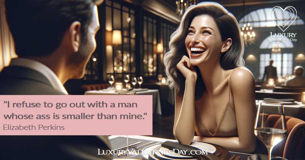 Funny Dating Quotes for Her : Woman laughing at a fancy restaurant on a date | Luxury Valentine's Day