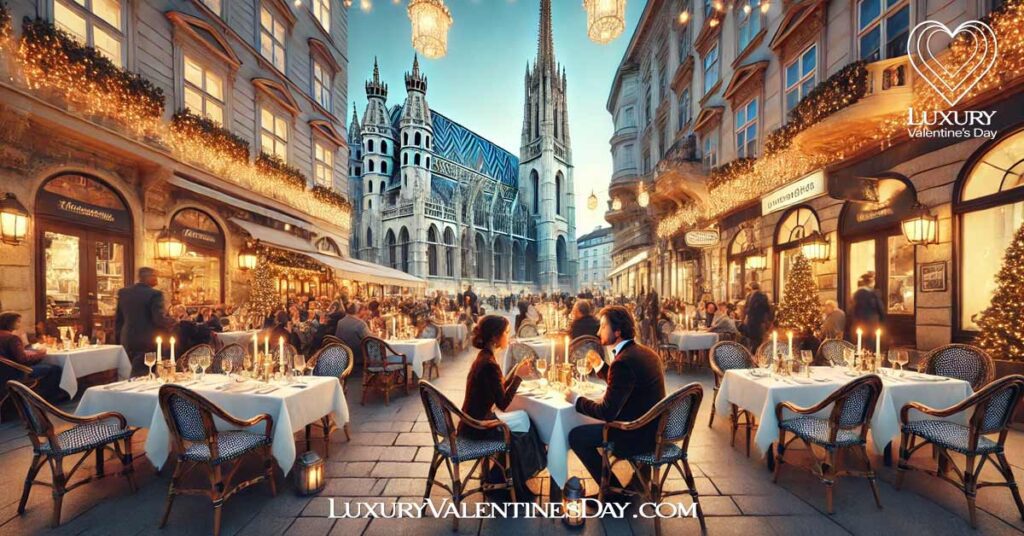 Romantic Valentines Destinations Austria : Romantic outdoor café dining in Vienna with St. Stephen's Cathedral. | Luxury Valentine's Day