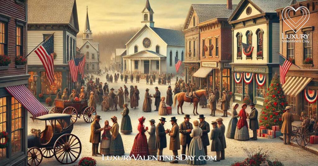 Early Valentine's Day Celebrations in America : 19th-century American town celebrating Valentine's Day | Luxury Valentine's Day