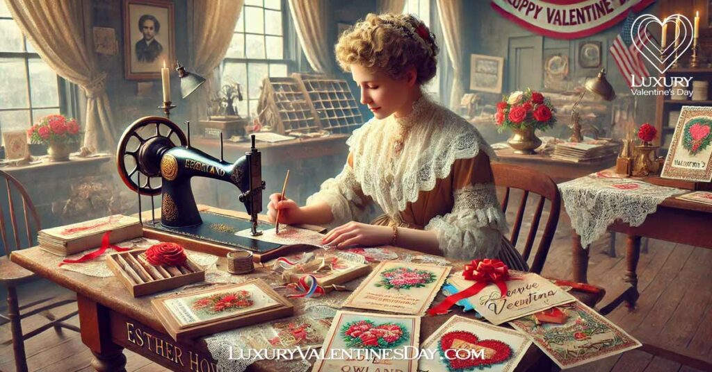 Origins of Valentine's Day in the US : 19th-century American woman creating handmade Valentine's cards | Luxury Valentine's Day