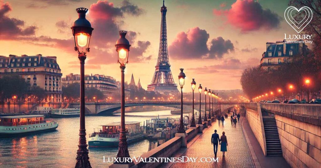 Popular Valentine's Day Location Ideas : Scenic view of Paris with the Eiffel Tower during sunset | Luxury Valentine's Day