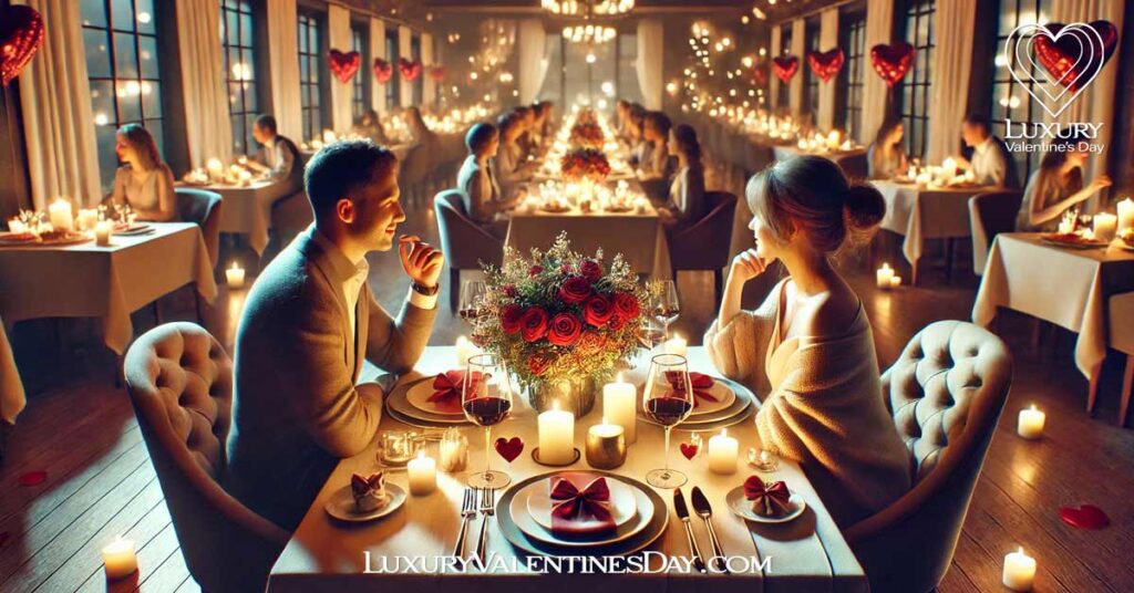 Valentine's Day US Traditions and Customs : Couple enjoying a romantic dinner on Valentine's Day in the USA | Luxury Valentine's Day