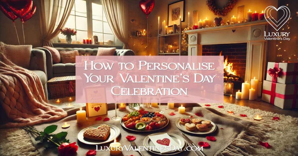 How to Personalise Your Valentine's Day Celebration : Romantic indoor Valentine's Day picnic with candles and heart-shaped treats | Luxury Valentine's Day