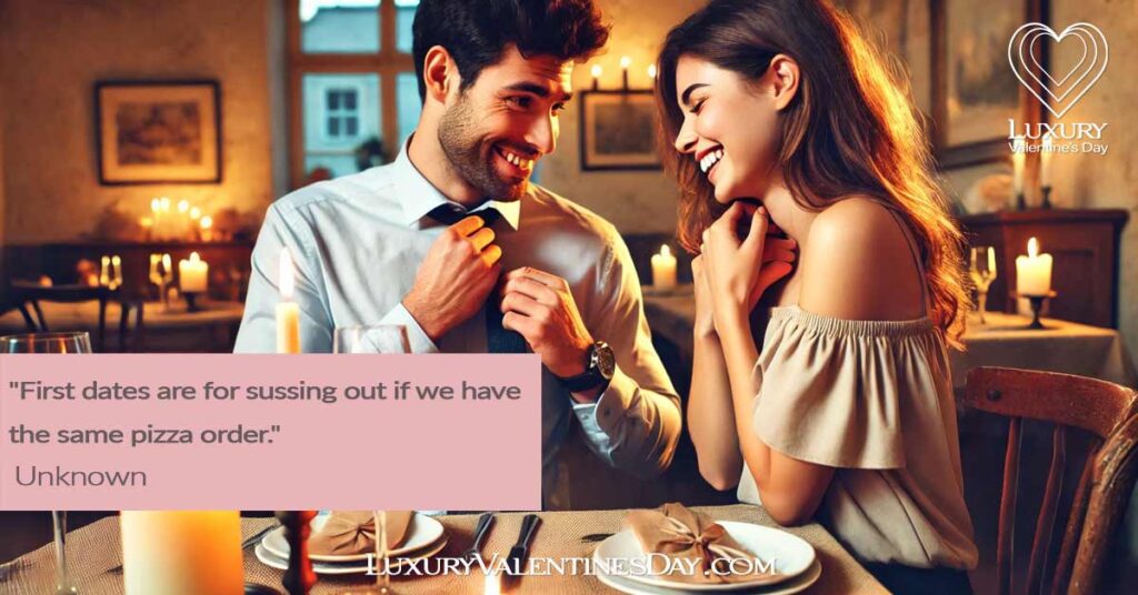 Quotes About First Dates : Couple on a first date at a cozy restaurant with candles | Luxury Valentine's Day