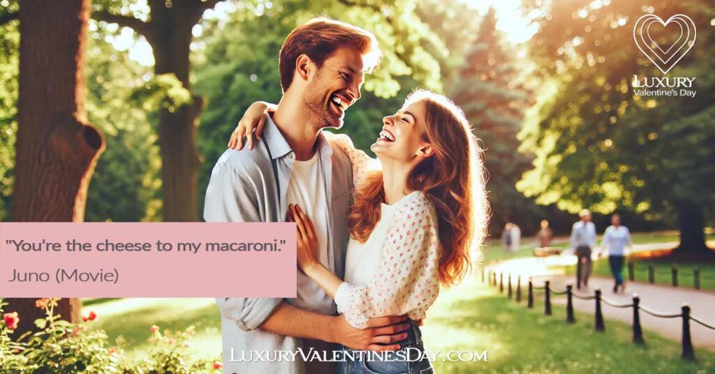 Romantic Funny Quotes for Boyfriends : Romantic couple laughing together in a sunny park | Luxury Valentine's Day