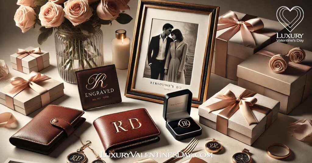 Valentine's Day Tailor Made Gifts and Keepsakes : Personalized Valentine's Day gifts on a table with jewelry and leather items | Luxury Valentine's Day