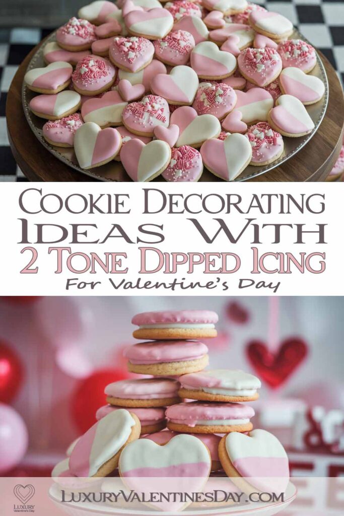 Cookie Decorating Ideas with 2 Tone Dipped Icing | Luxury Valentine's Day