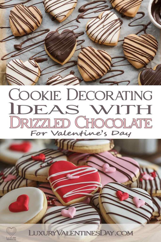 Cookie Decorating Ideas with Drizzled Chocolate | Luxury Valentine's Day