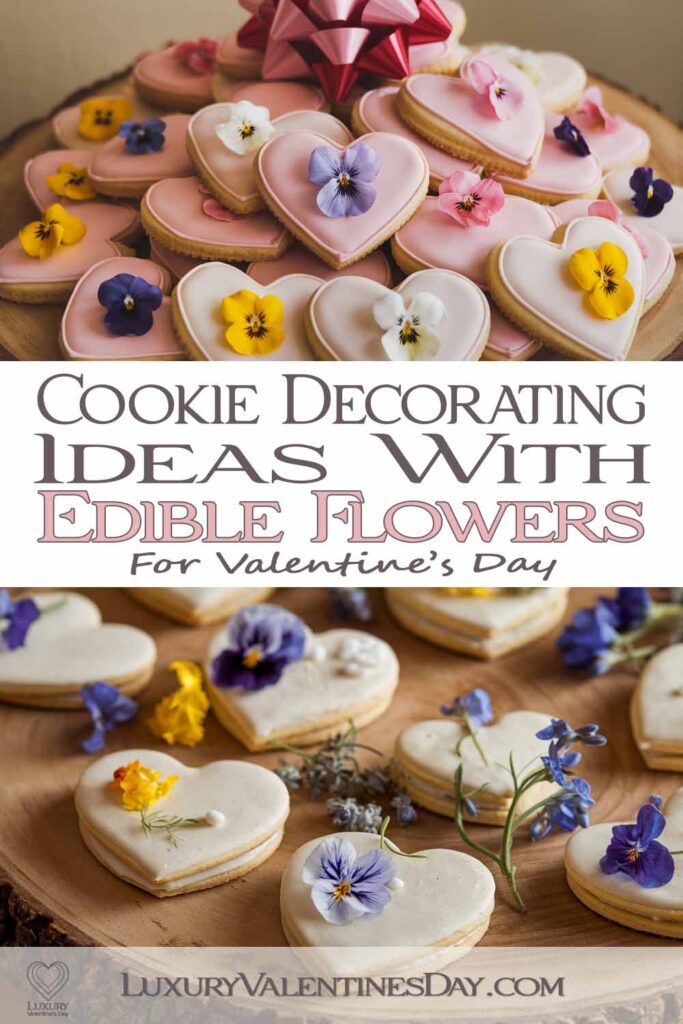 Cookie Decorating Ideas with Edible Flowers | Luxury Valentine's Day