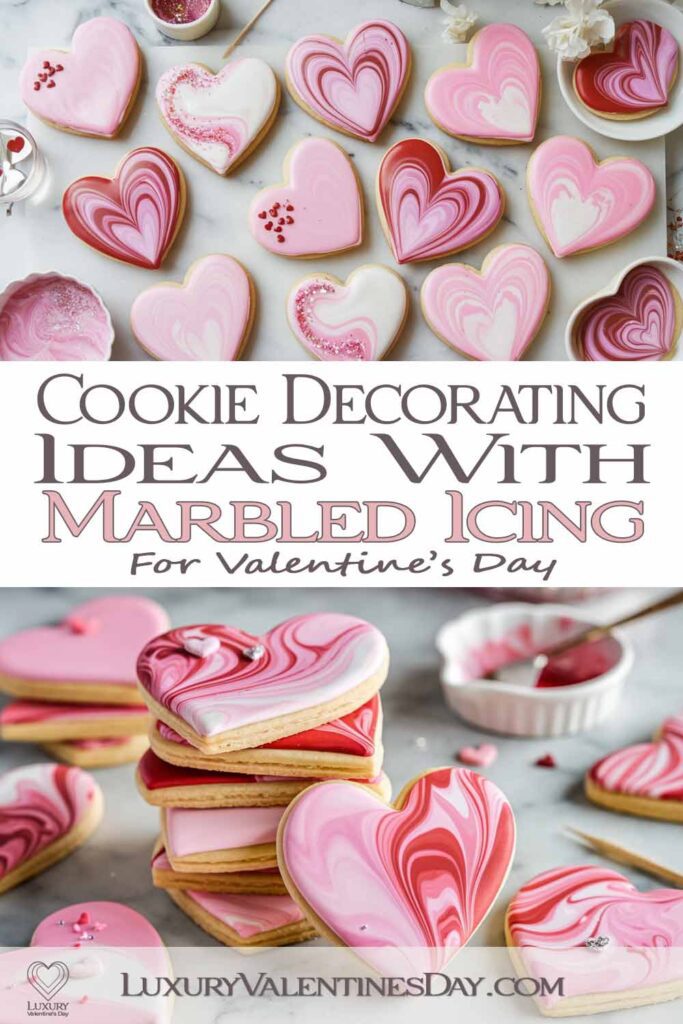 Cookie Decorating Ideas with Marble Icing | Luxury Valentine's Day