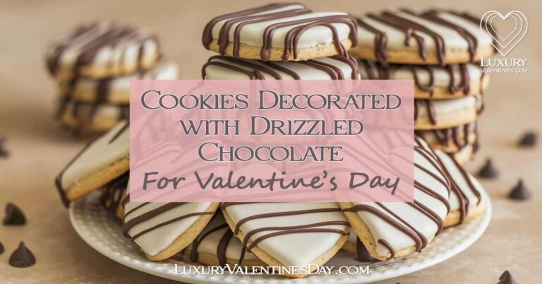 Cookies Decorated with Drizzled Chocoalate | Luxury Valentine's Day