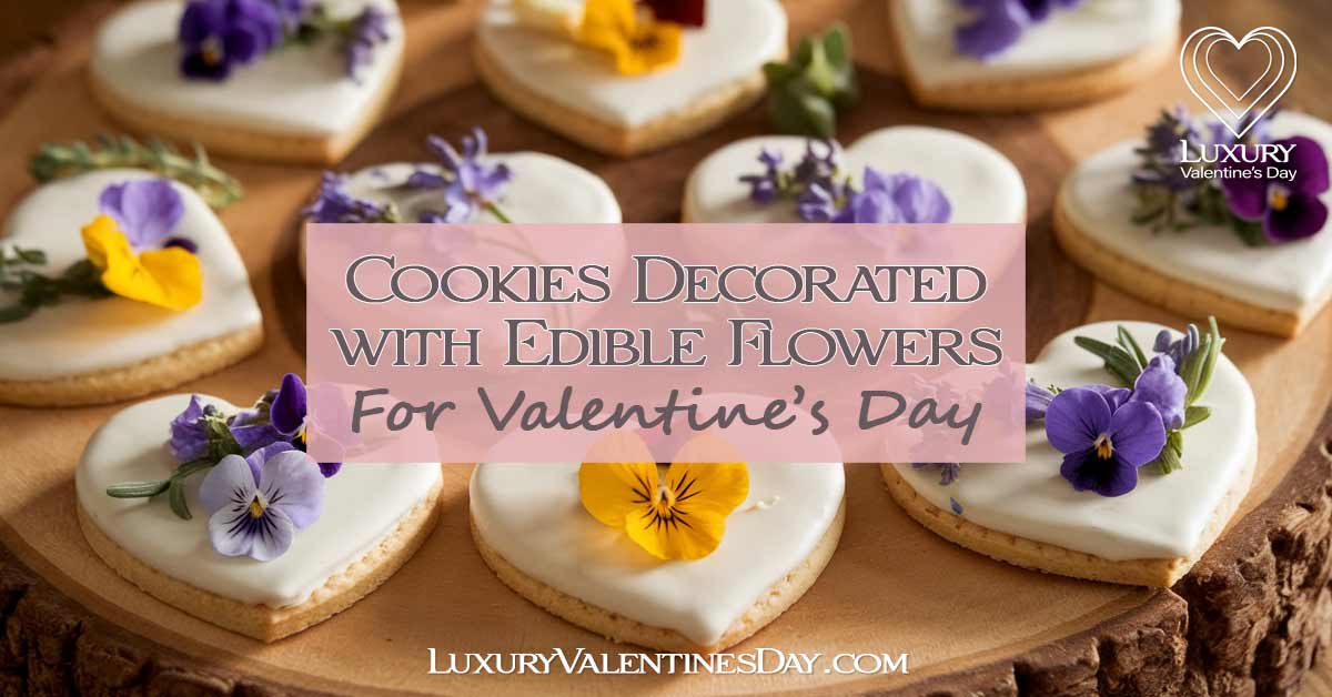 Cookies Decorated with Edible Flowers | Luxury Valentine's Day