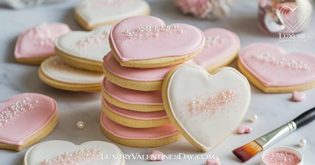 Brushed Pearl Effect Decorated Cookie Ideas | Luxury Valentine's Day