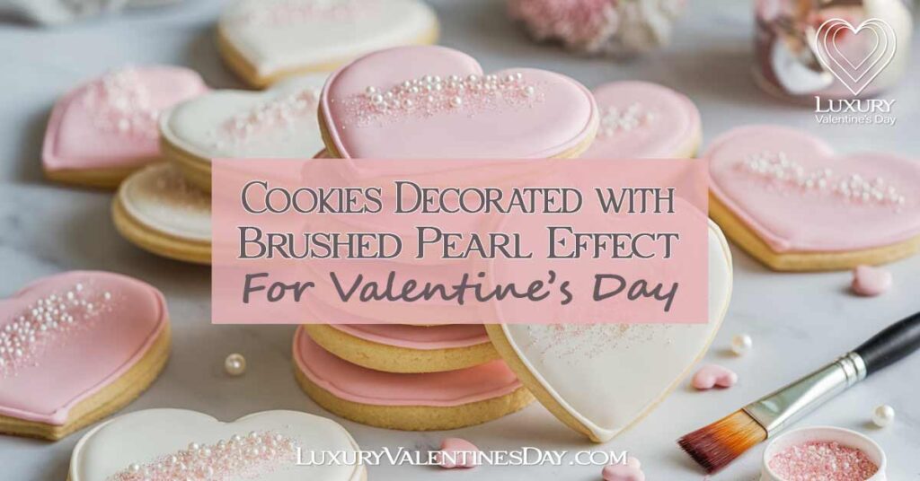 Brushed Pearl Effect Decorated Cookie Ideas | Luxury Valentine's Day