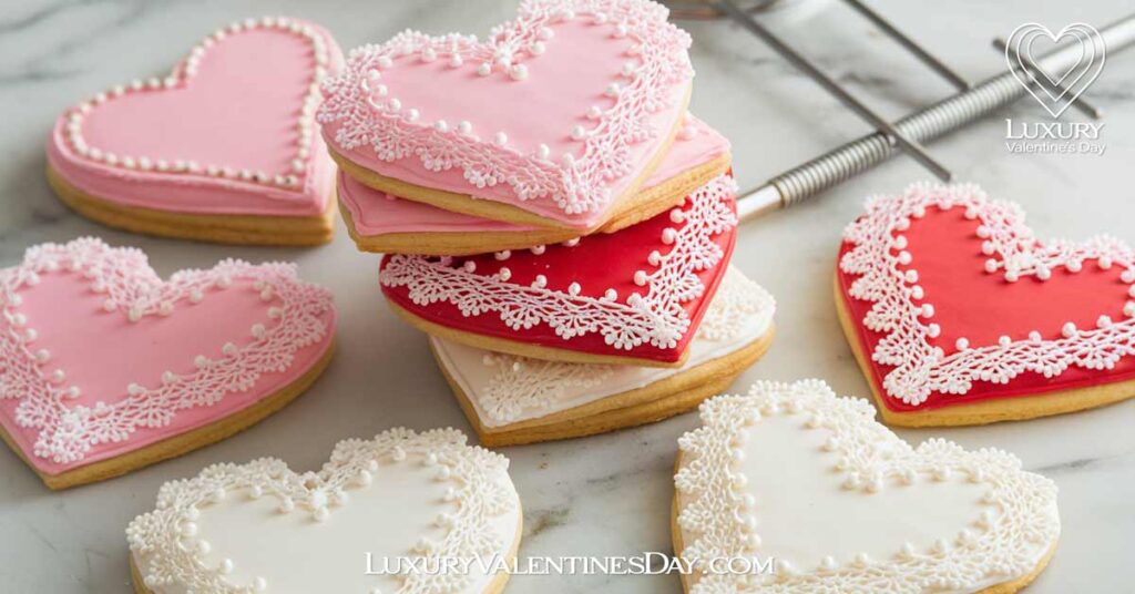 Sugar Lace Decorated Cookies | Luxury Valentine's Day