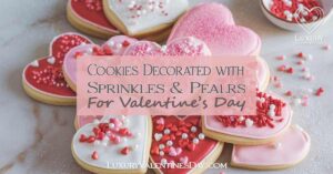 Cookies Decorated with Sprinkles and Pearls | Luxury Valentine's Day