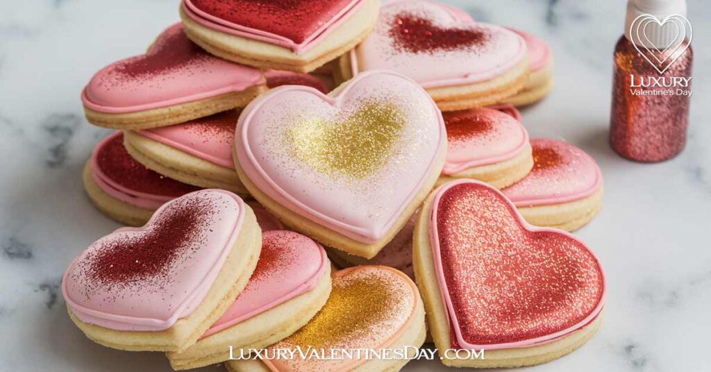 Edible Glitter Decorated Cookie Ideas | Luxury Valentine's Day