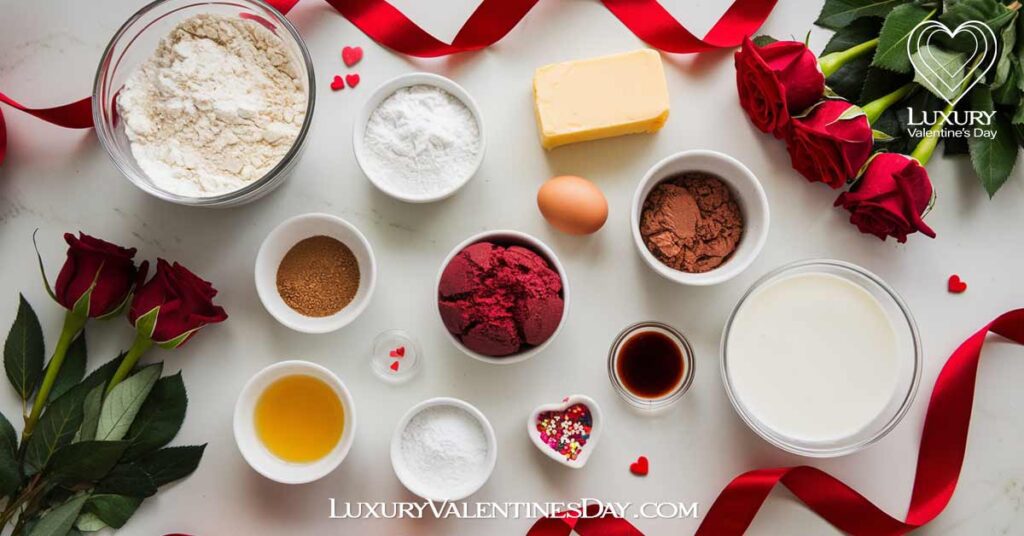 Ingredients for Red Velvet Cookies | Luxury Valentine's Day