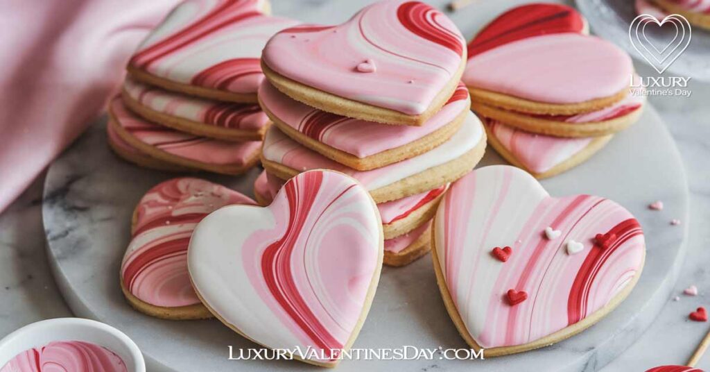 Marble Icing for Cookie Decoration Ideas | Luxury Valentine's Day