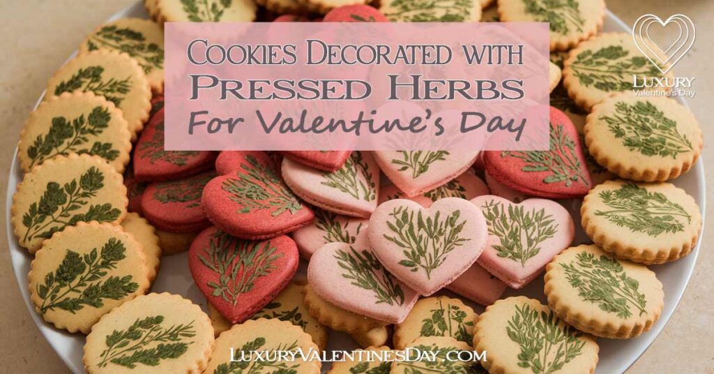 Pressed Herb Decorated Cookie Ideas | Luxury Valentine's Day