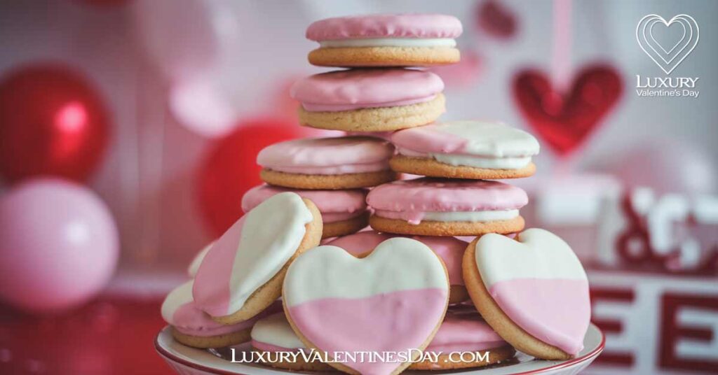 Two Tone Dipped Decorated Cookies | Luxury Valentine's Day