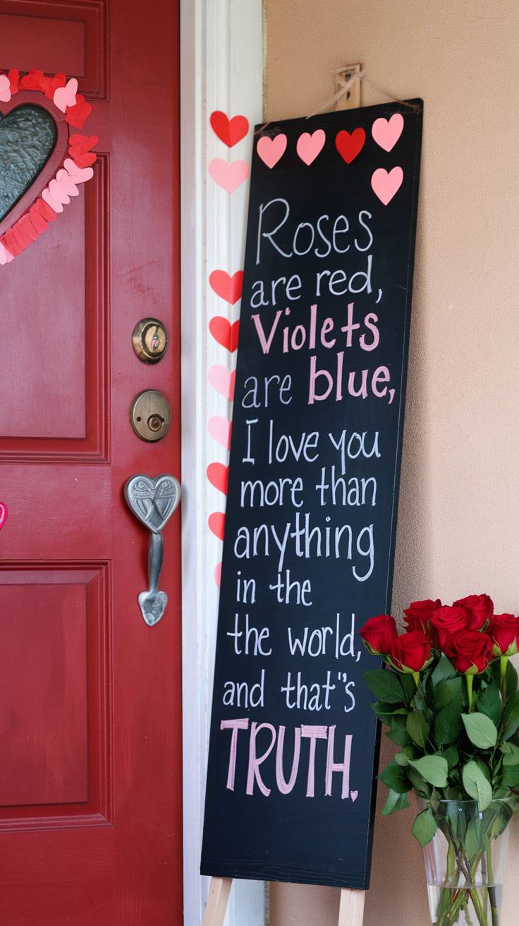 A Love Poem or Romantic Quote Displayed on a Board