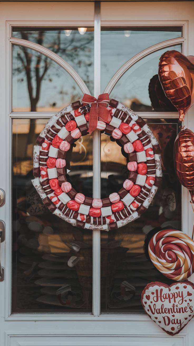 Candy Wreath Made with Wrapped Chocolates or Lollipops