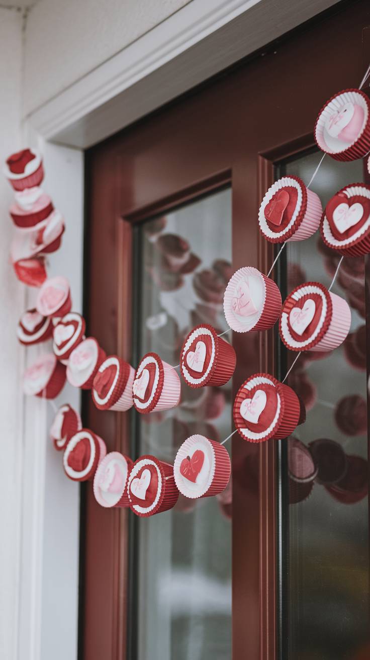 Cupcake Liner Garland with Valentines Patterns