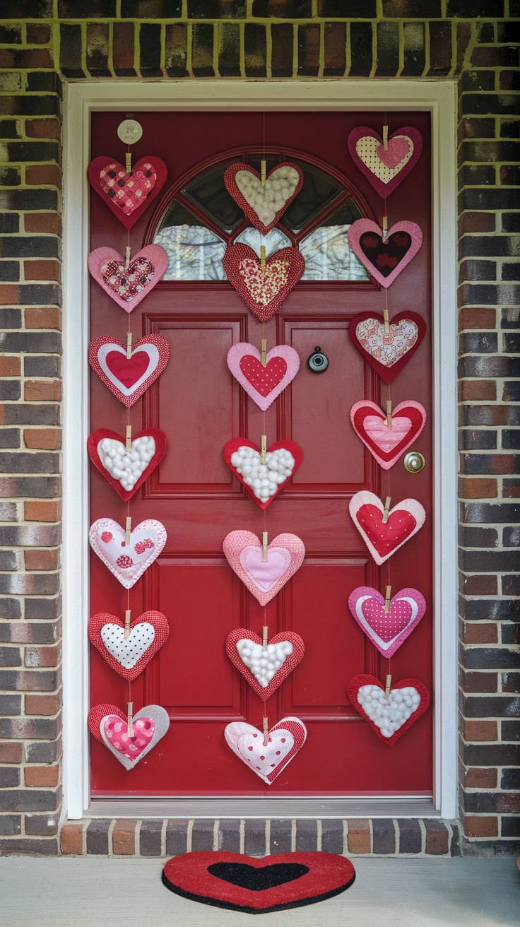 Fabric Heart Garland with Stitched Edges