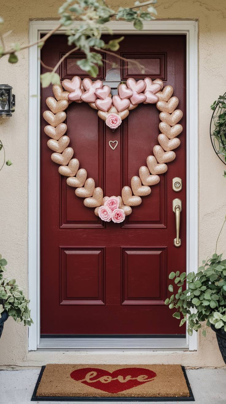 Glittery Heart Wreath for a Glamorous Touch