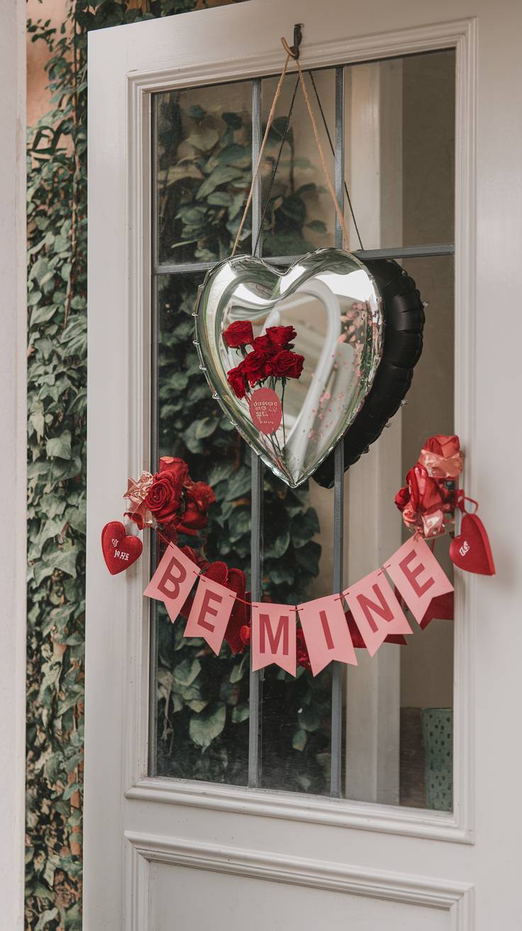 Heart-Shaped Mirror or Frame Hanging on the Door