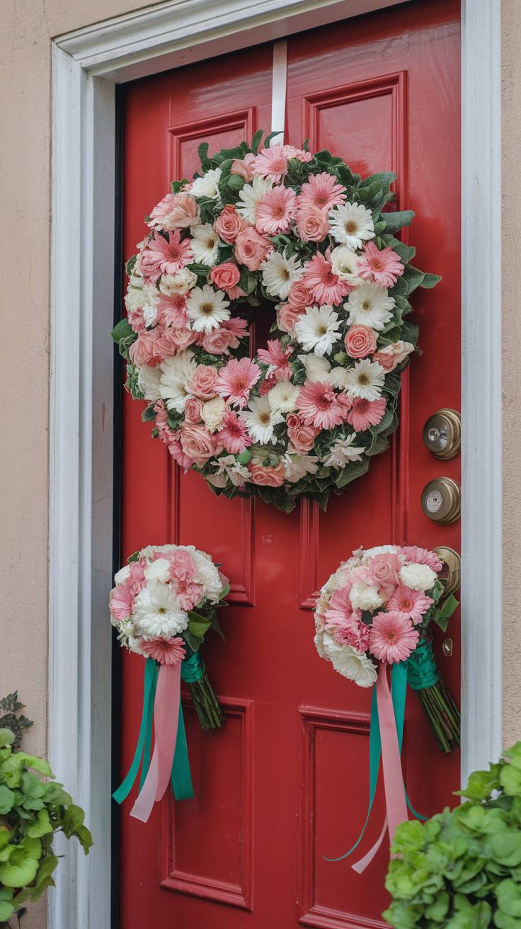 Mini Bouquets Tied to Door Handles or Hooks