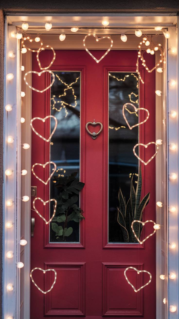 String Light Garland Shaped into Hearts