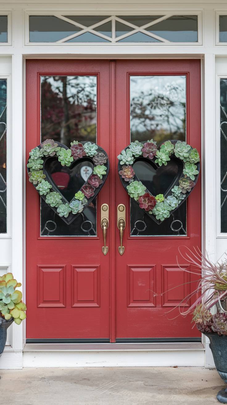 Succulent Arrangements in Heart-Shaped Containers