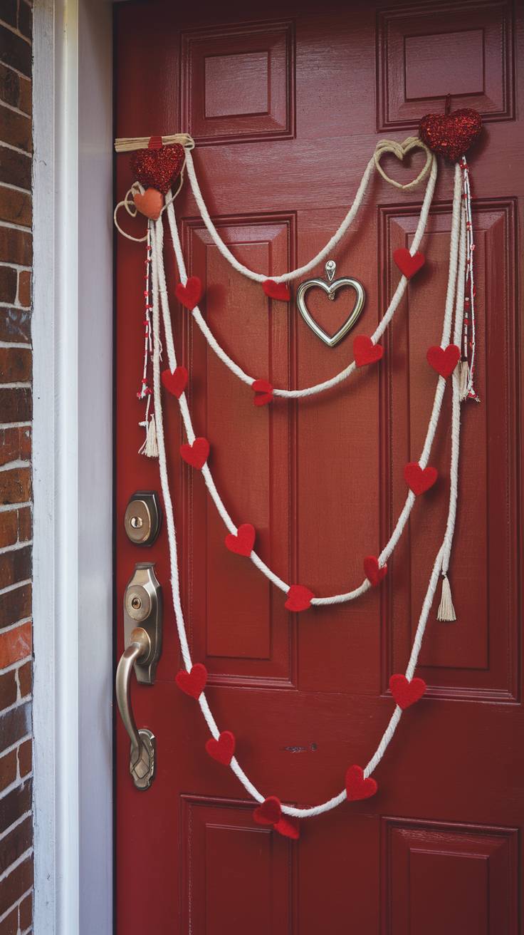 Twine Garland with Felt Hearts