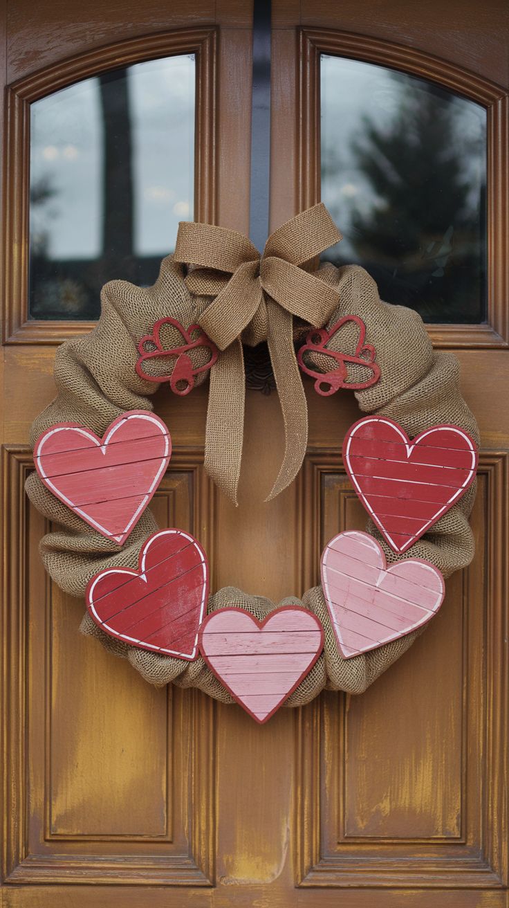 Valentine Front Door Decor DIY: Ribbon Wreath with Alternating Valentine’s Colours