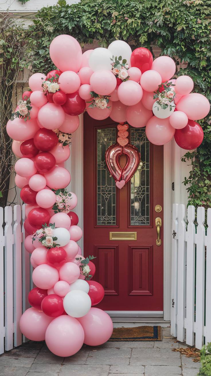 Valentines Balloon Arch Over the Door