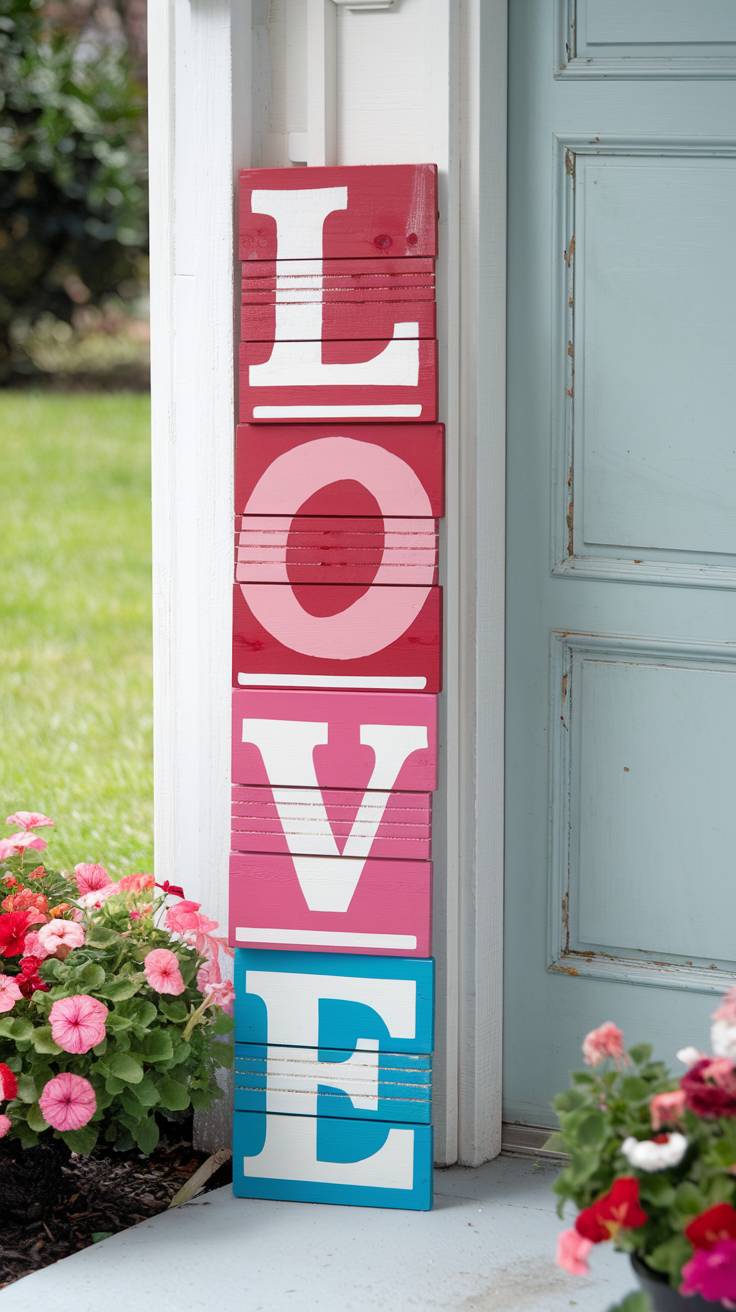 Wooden or Cardboard LOVE Blocks Stacked Vertically