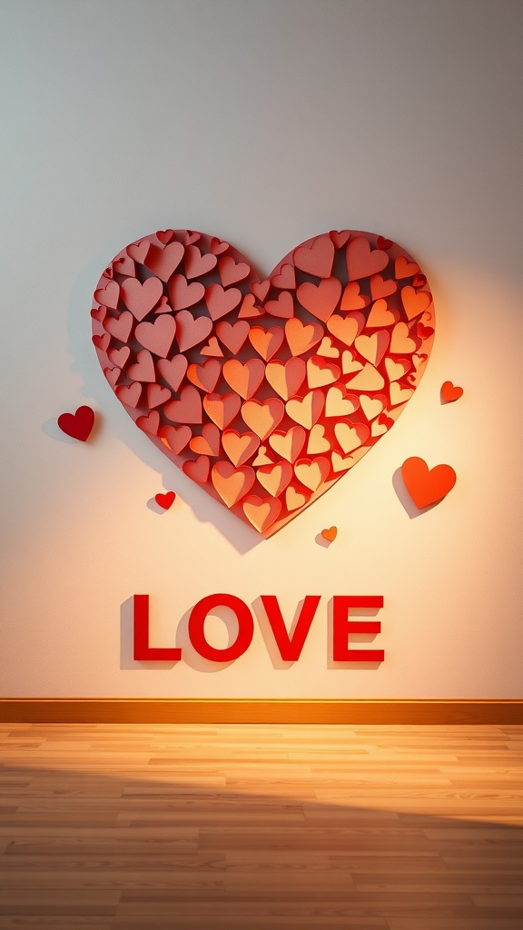 3D paper heart wall art with the word 'LOVE'